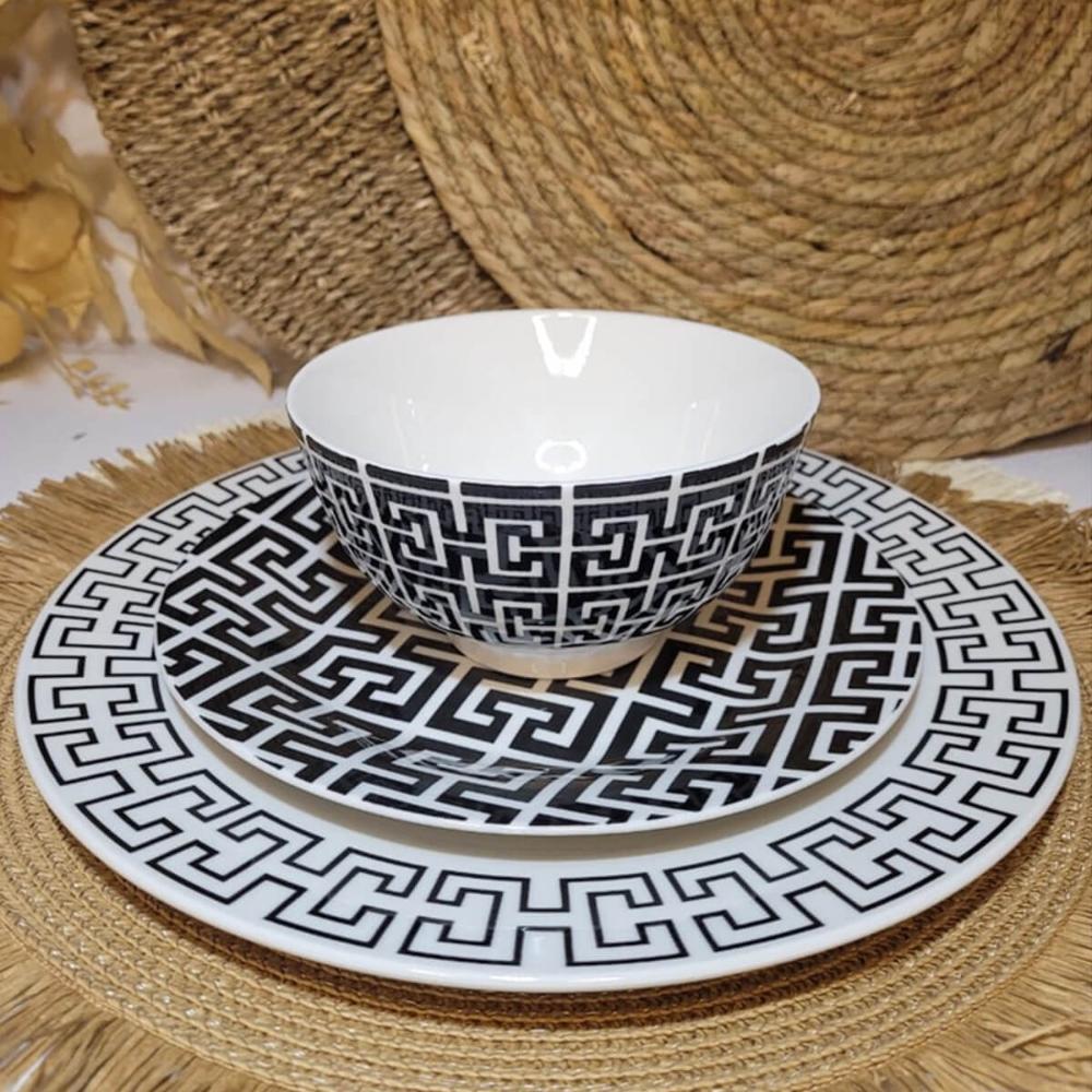 Bowl de Porcelana Lyor 410ml Egypt Preto Decorado Cumbuca Ca