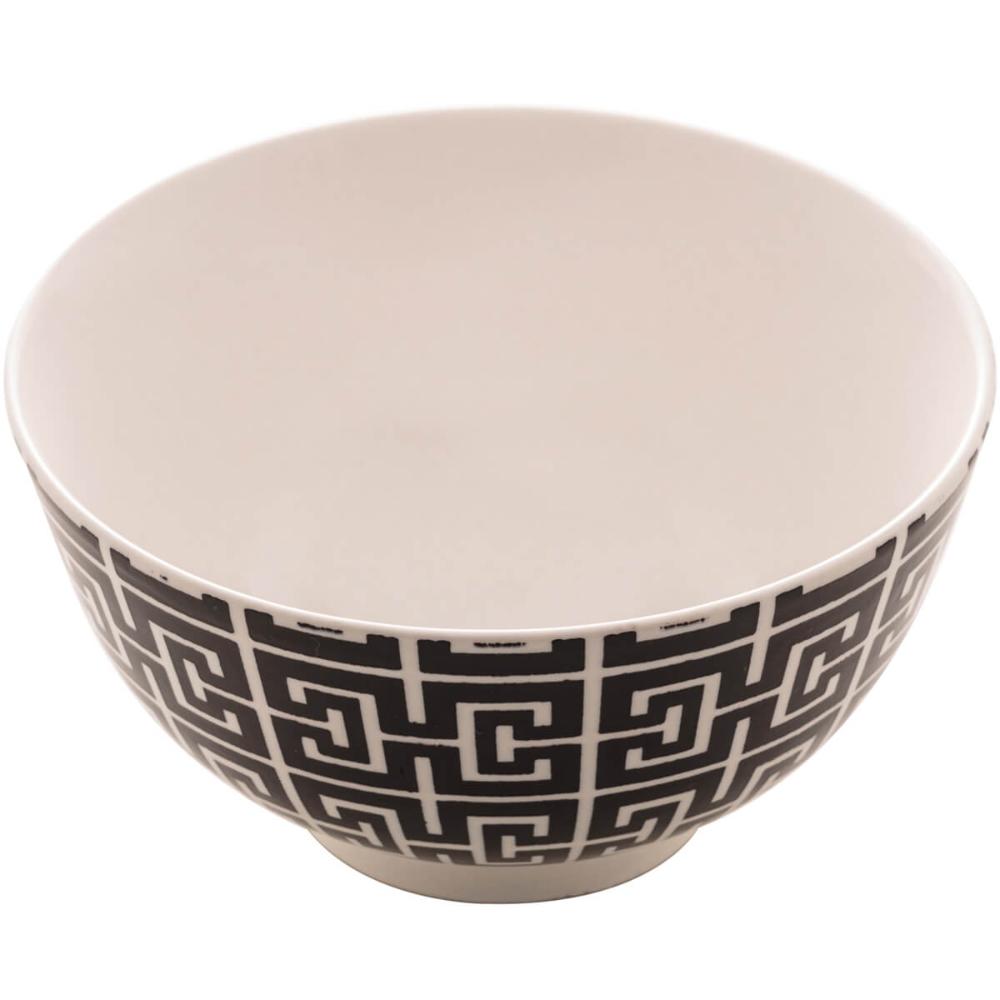Bowl de Porcelana Lyor 410ml Egypt Preto Decorado Cumbuca Ca