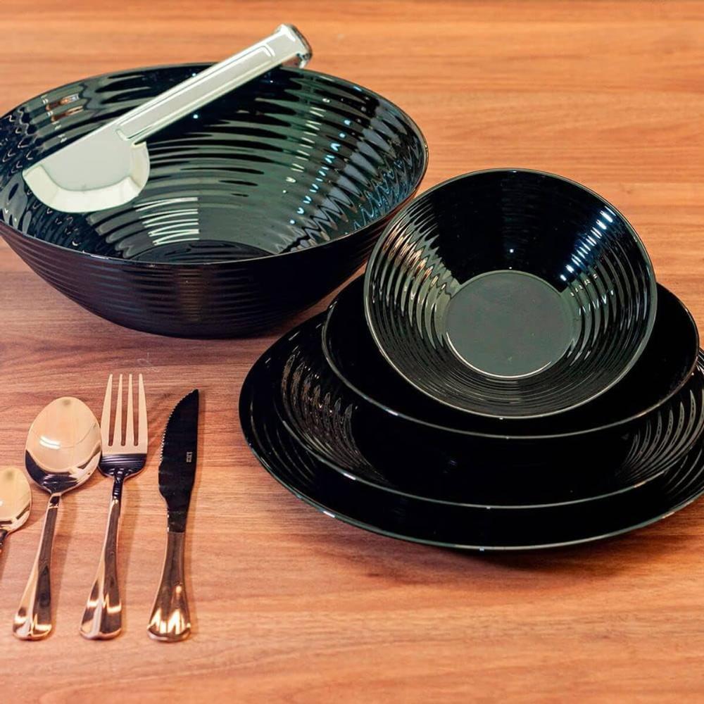 Bowl de Vidro Opalino Harena Black 16cm Lyor 370ml Servir Sa