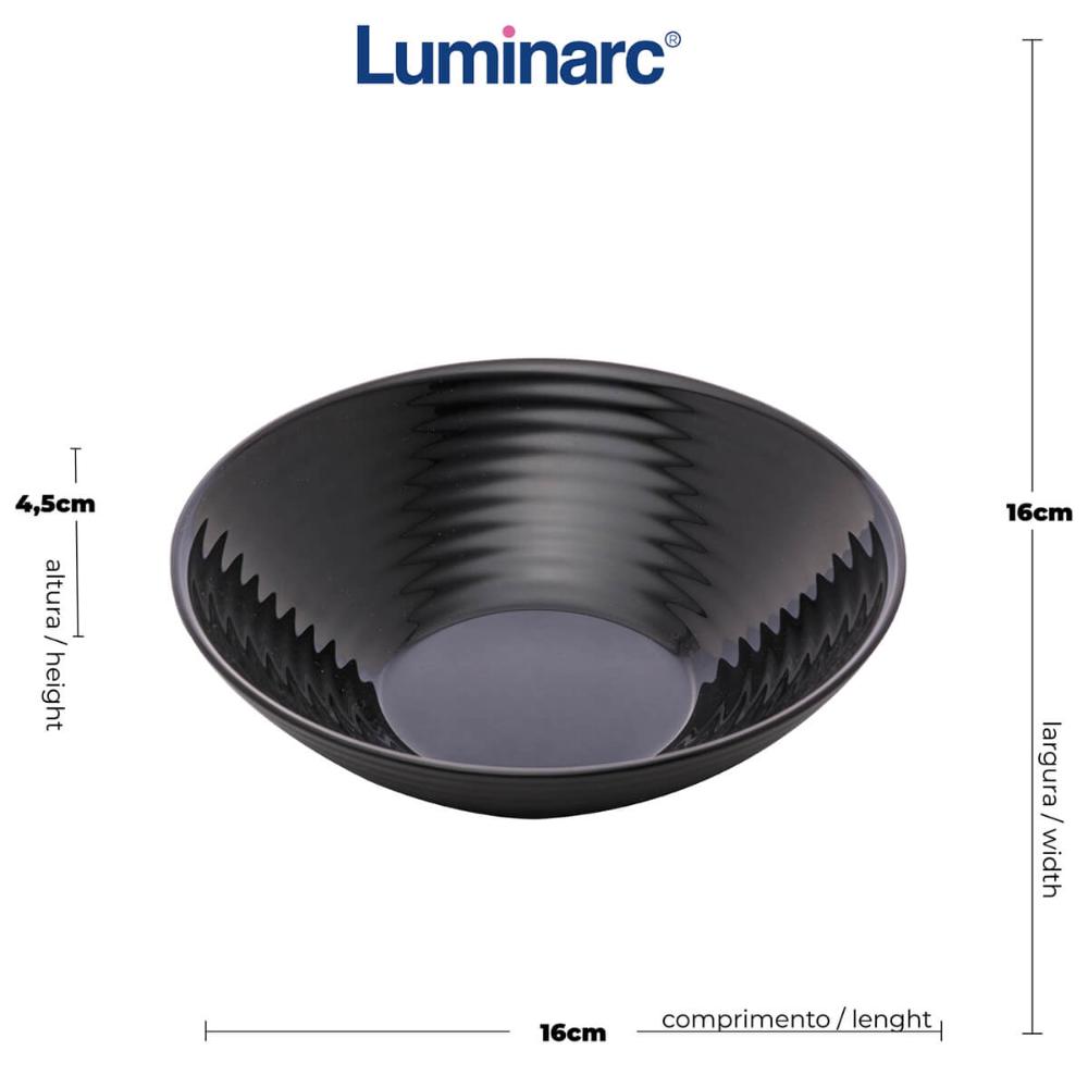 Bowl de Vidro Opalino Harena Black 16cm Lyor 370ml Servir Sa