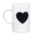 Caneca Black Heart Transparente 280 ml