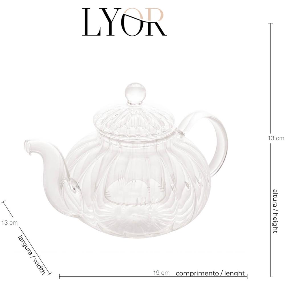 Chaleira de Vidro Borossilicato com Infusor de Chá Lyor 800m