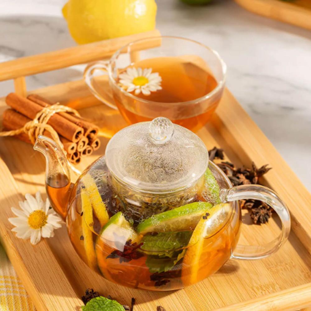 Chaleira de Vidro Borossilicato para Chá com Infusor que Vai