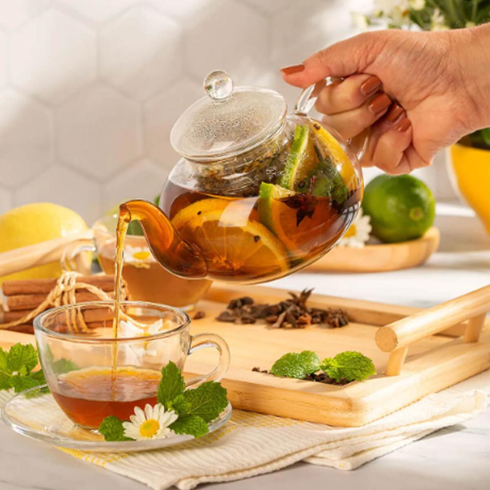 Chaleira de Vidro Borossilicato para Chá com Infusor que Vai