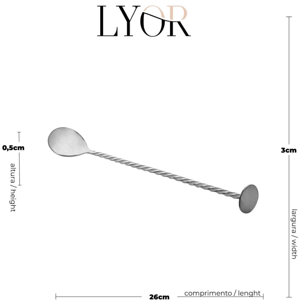 Colher Bailarina Aço Inox 26cm Tress Lyor Prateada para mexe
