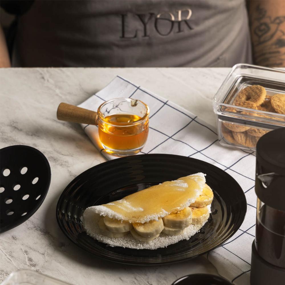 Conjunto 10 Molheiras de Vidro 50ml Lyor para Caldas Molhos Mel Restaurante com Cabo Bambu