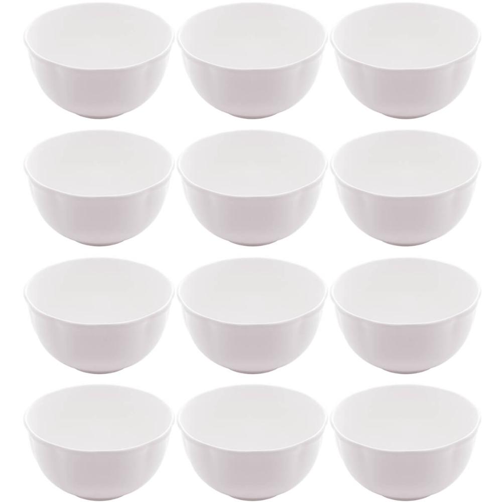 Conjunto 12 Cumbucas de Porcelana Brancas para Sopas Caldos Bowls Lyor Wave 14x7,5cm