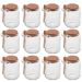 Conjunto 12 Potes de Vidro com Tampa de Rolha Colher de Bambu Porta Temperos 240ml Lyor
