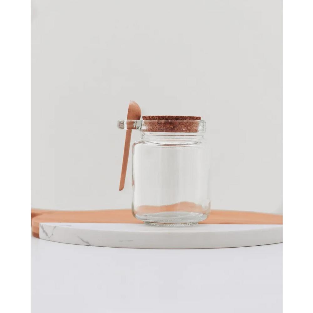 Conjunto 12 Potes de Vidro com Tampa de Rolha Colher de Bambu Porta Temperos 240ml Lyor