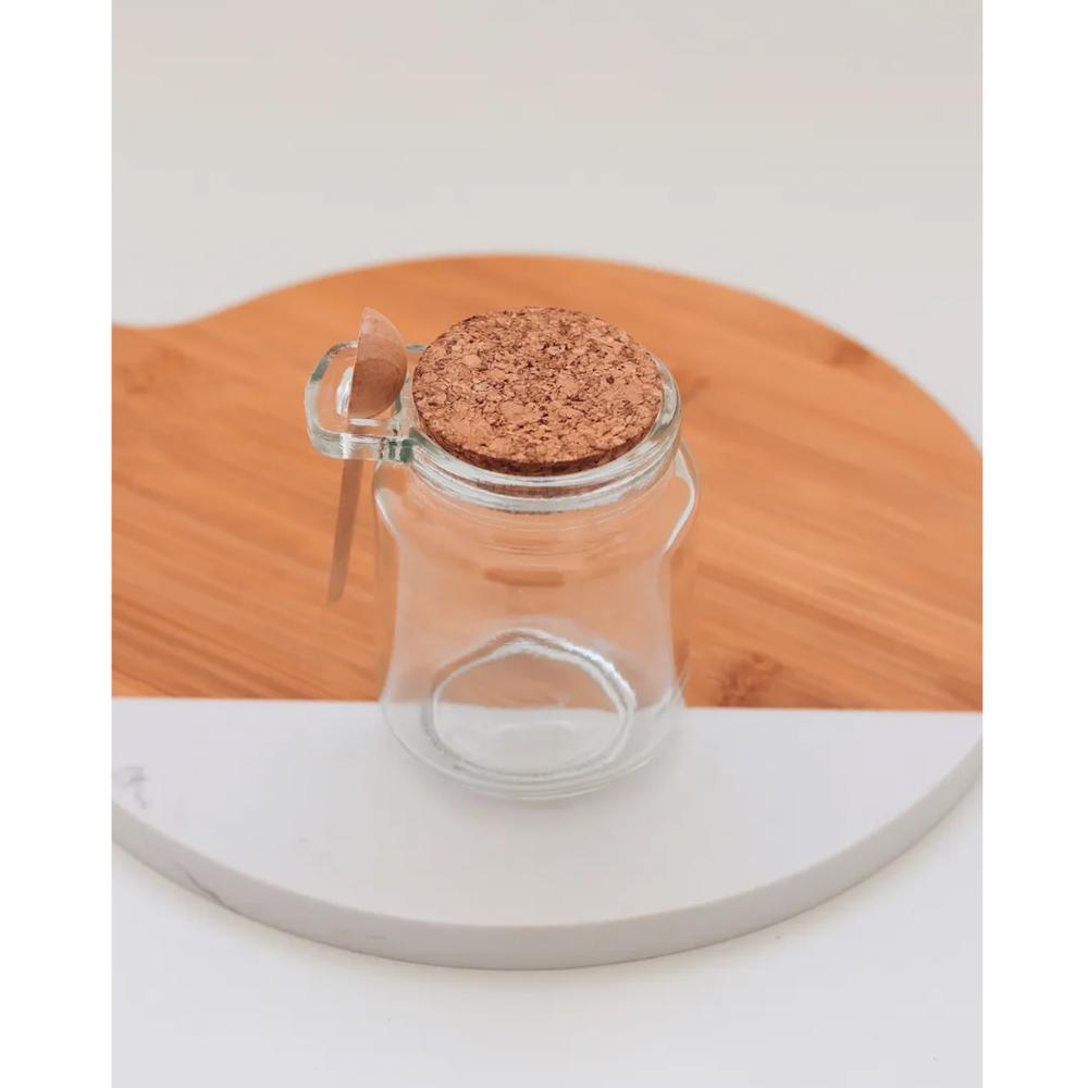 Conjunto 12 Potes de Vidro com Tampa de Rolha Colher de Bambu Porta Temperos 240ml Lyor
