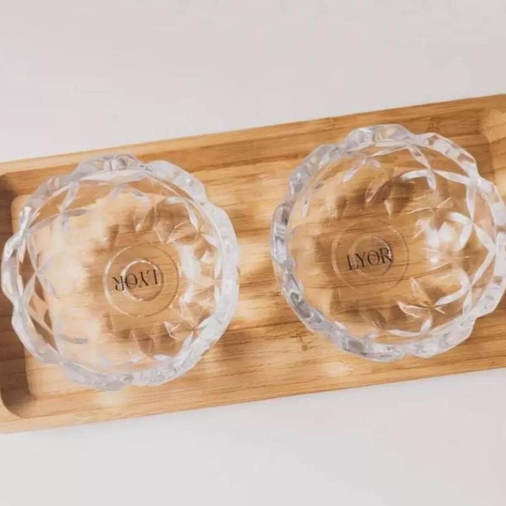 Conjunto 2 Bowls de Cristal Diamond Lyor 270ml para Frutas Petiscos Potinhos Decorativos