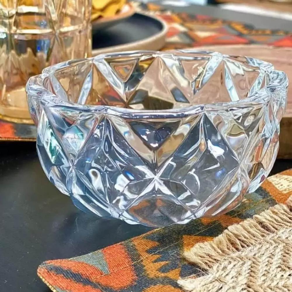 Conjunto 2 Bowls de Cristal Diamond Lyor 270ml para Frutas Petiscos Potinhos Decorativos