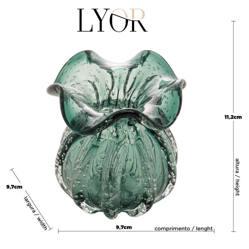 Conjunto 2 Vasos Decorativos de Vidro Lyor Italy Verde Esmeralda Sala Escritório Decoração