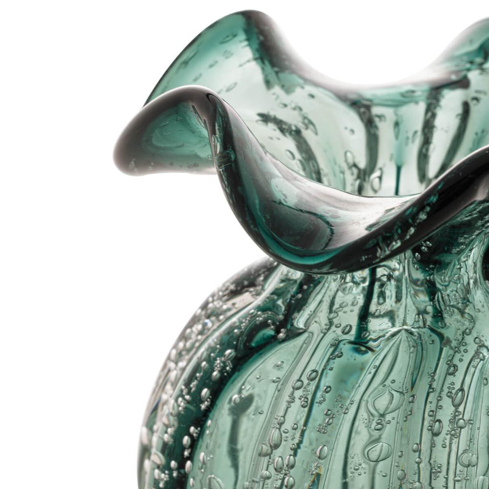 Conjunto 2 Vasos Decorativos de Vidro Lyor Italy Verde Esmeralda Sala Escritório Decoração