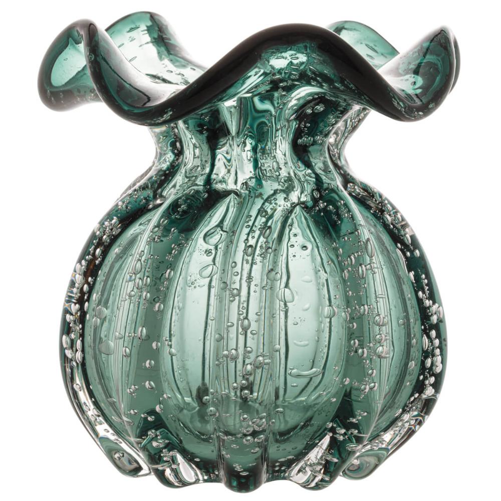 Conjunto 2 Vasos Decorativos de Vidro Lyor Italy Verde Esmeralda Sala Escritório Decoração
