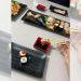 Conjunto 6 Pratos de Sushi Melamina Lyor Tóquio Preto 17x11cm Travessas Retangular
