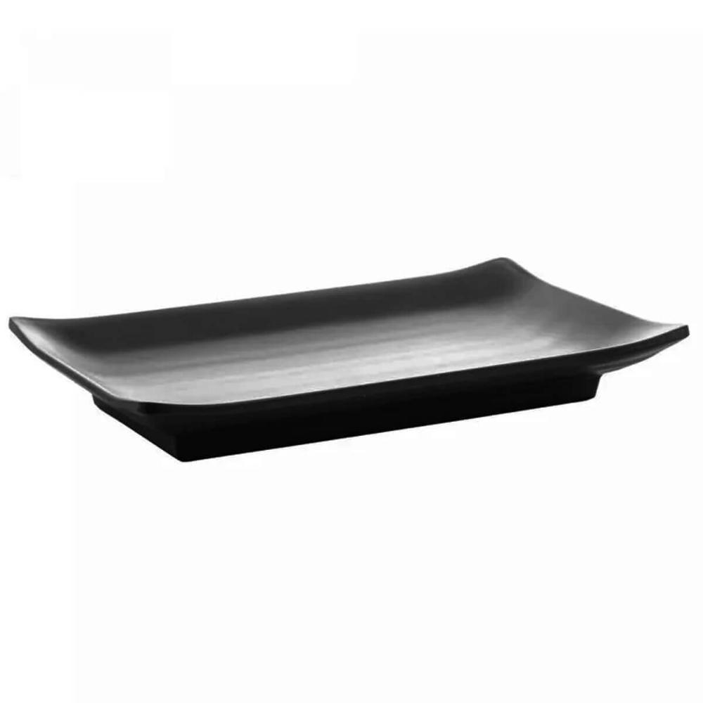 Conjunto 6 Pratos de Sushi Melamina Lyor Tóquio Preto 17x11cm Travessas Retangular