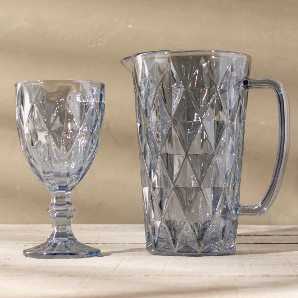 Conjunto 6 Taças de Vidro 325ml Diamond Azul Metalizado Lyor