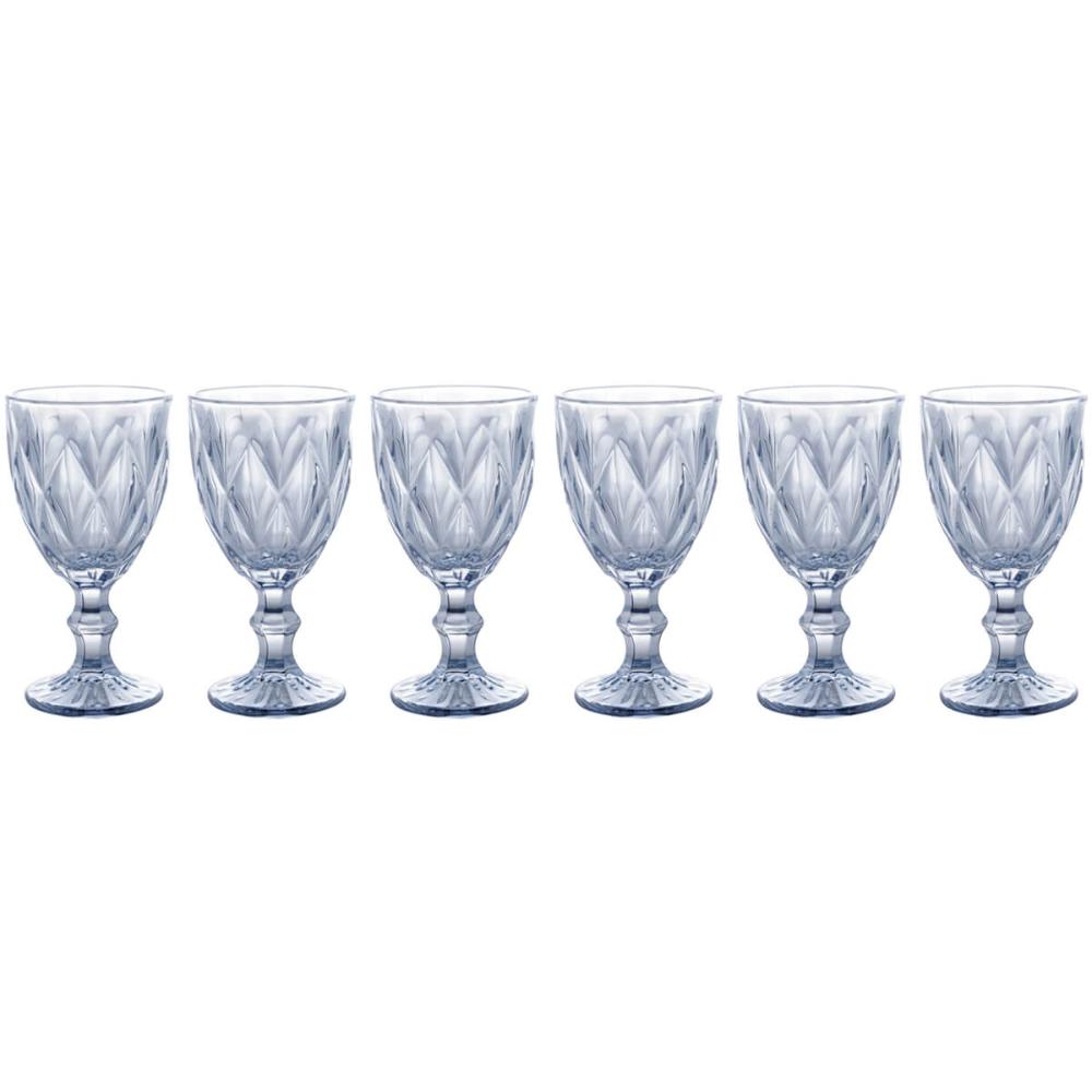 Conjunto 6 Taças de Vidro 325ml Diamond Azul Metalizado Lyor