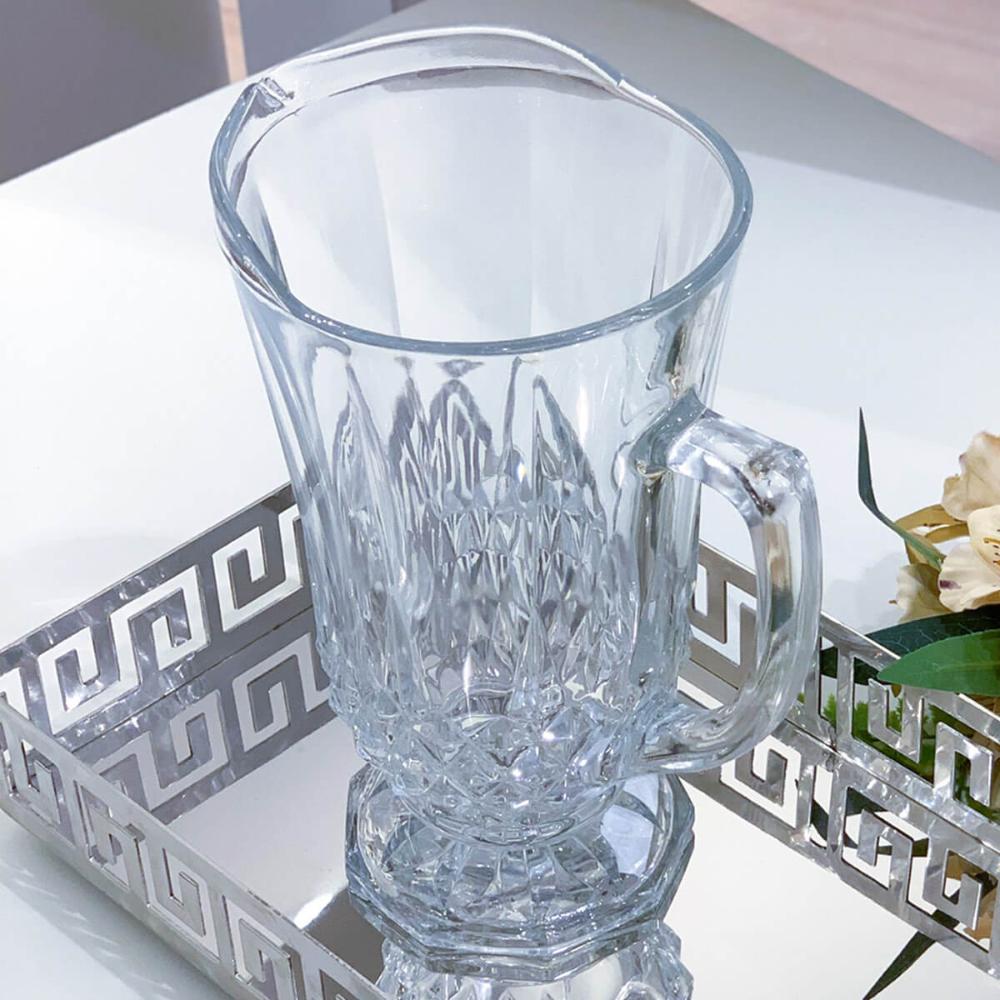 Conjunto Jarra 1,25L e 6 Copos de Vidro 260ml Lyor Diamante para Servir Sucos Água