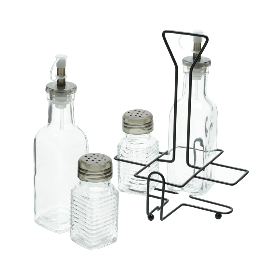 Conjunto com 4 Potes para Temperos Nuance II Incolor e Preto
