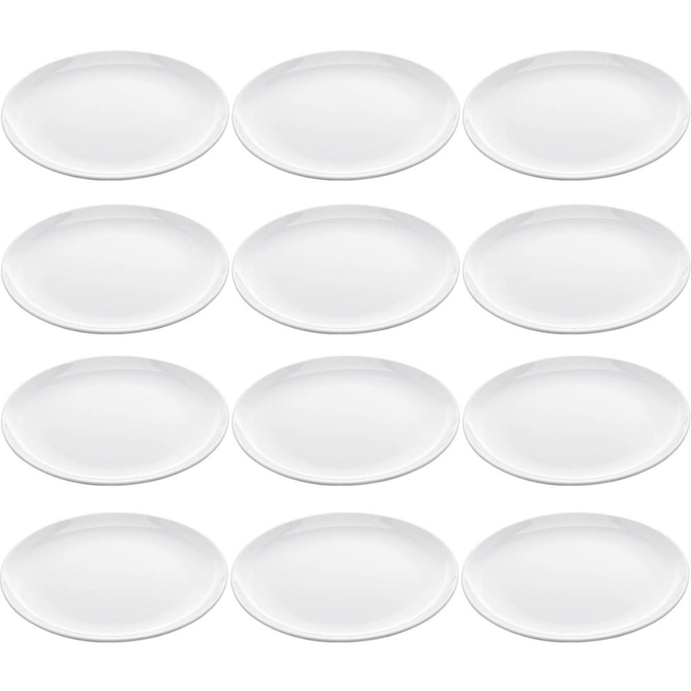Conjunto de 12 Pratos de Melamina Brancos 25,5cm para Servir Petiscos Restaurantes Lyor