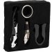 Conjunto de 5 Kits de Acessórios para Vinho 4 Peças Lyor em Aço Inox Preto Profissional Saca Rolhas Bico Dosador