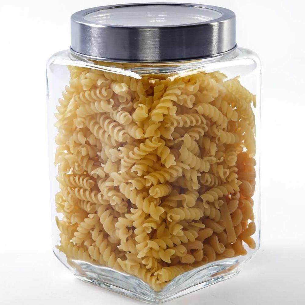 Conjunto de Potes de Vidro Gastro Lyor 1,2L e 1,7L com Tampa de Metal Prata Porta Mantimentos e Alimentos