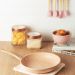 Conjunto de Potes de Vidro Lyor Gastro 800ml 4 Porta Mantimento com Tampa Metal Rose Gold