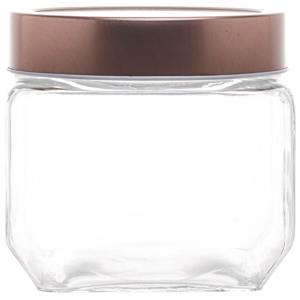 Conjunto de Potes de Vidro Lyor Gastro 800ml 4 Porta Mantimento com Tampa Metal Rose Gold