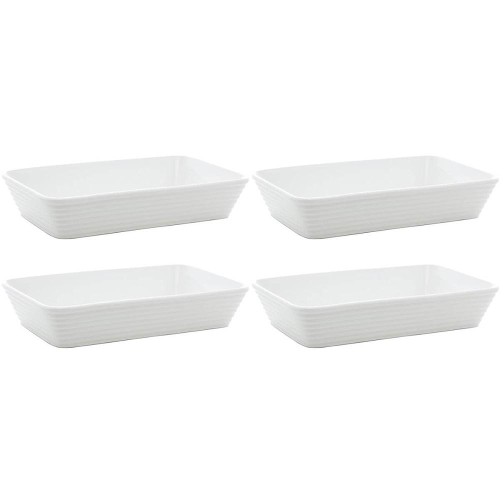 Conjunto de Travessas de Porcelana Lyor Linea 1L Brancas 4 Pratos Refratários Retangulares