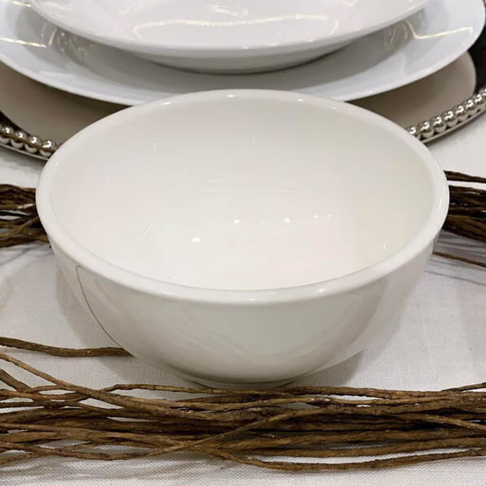Cumbuca de Porcelana Branca Lyor 540ml para Saladas Sopas Frutas Bowl Tigela Clean