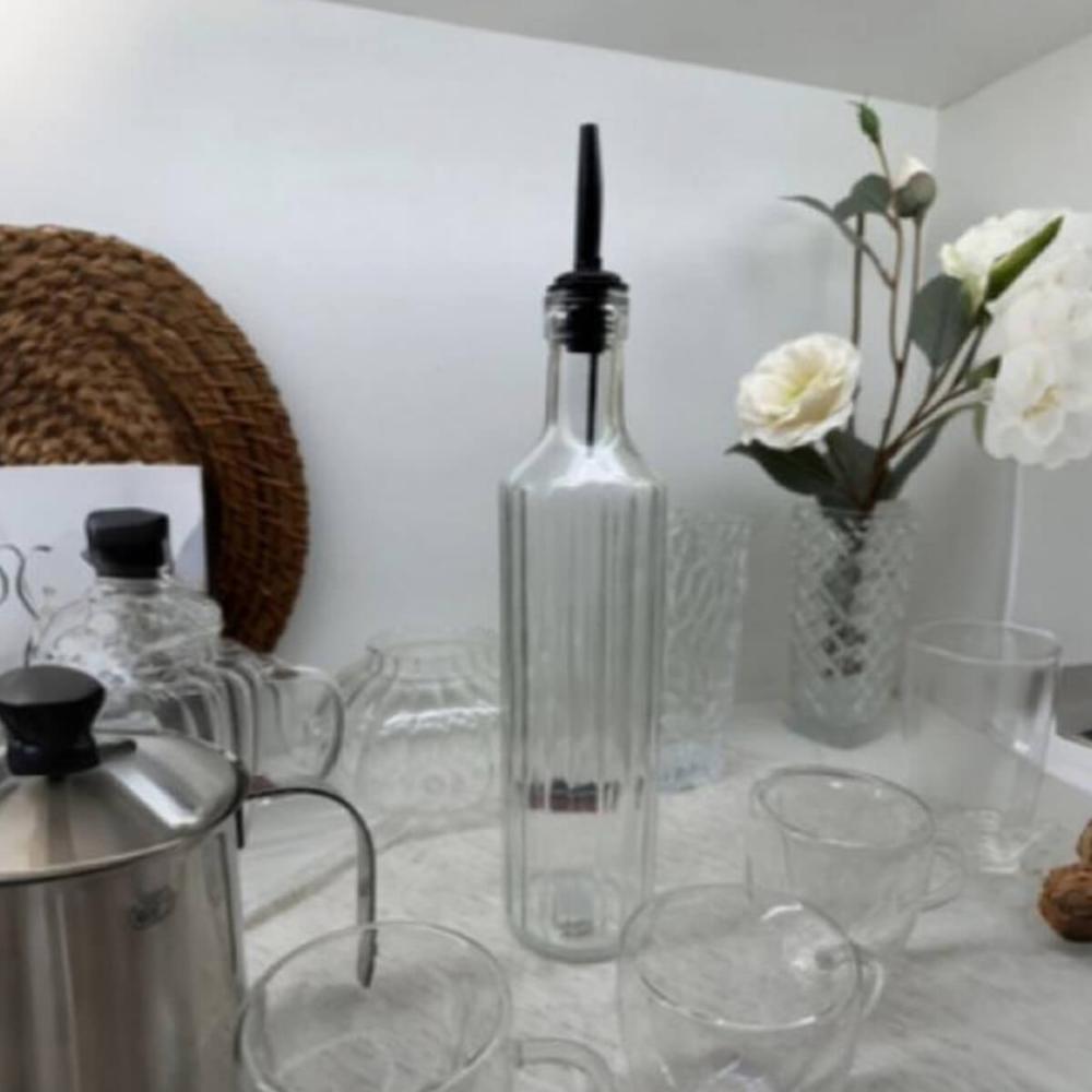 Garrafa de Vidro Lyor 500ml com Bico Dosador Para Azeite ou Vinagre Vegas Transparente