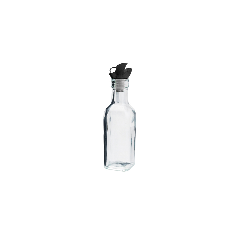 Garrafa de Vidro para Azeite Volt Incolor e Preta 200 ml
