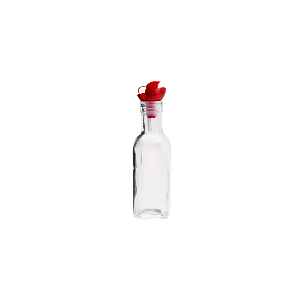 Garrafa de Vidro para Azeite Volt Incolor e Vermelha 200 ml