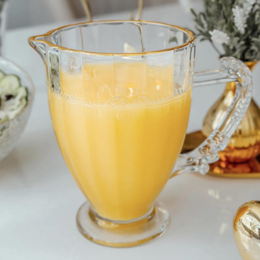 Jarra Cristal Lyor 1,3L Fio de Ouro Imperial Alça para Servir Água Sucos Vitaminas