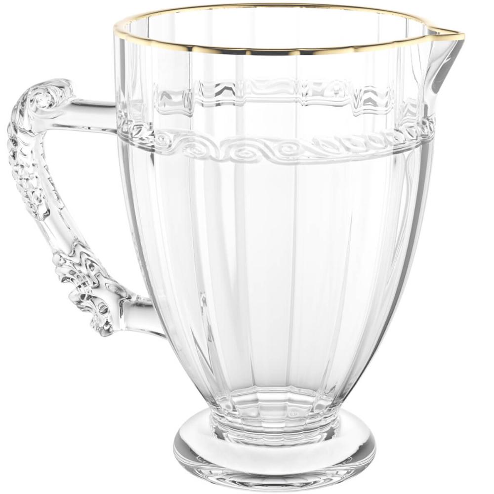Jarra Cristal Lyor 1,3L Fio de Ouro Imperial Alça para Servir Água Sucos Vitaminas