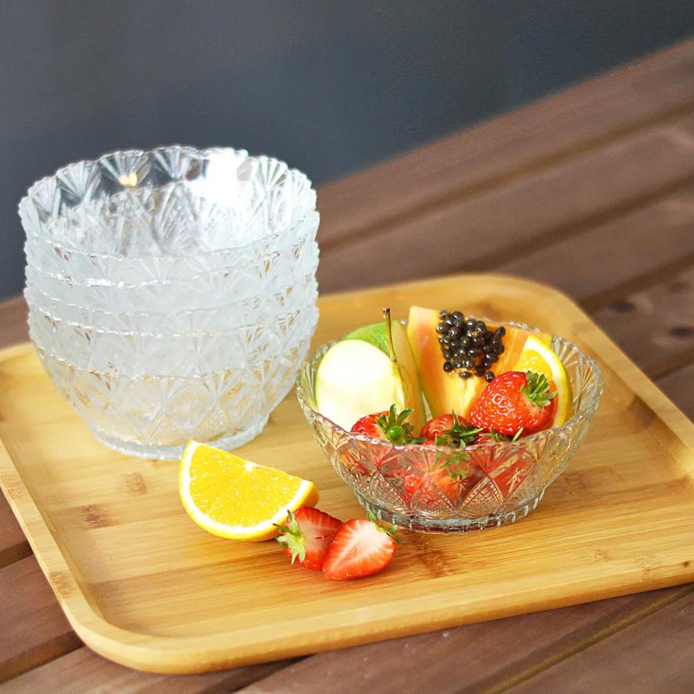 Jogo 12 Potes para Sobremesa Bowls Tigelas de Vidro 350ml King Lyor Transparente