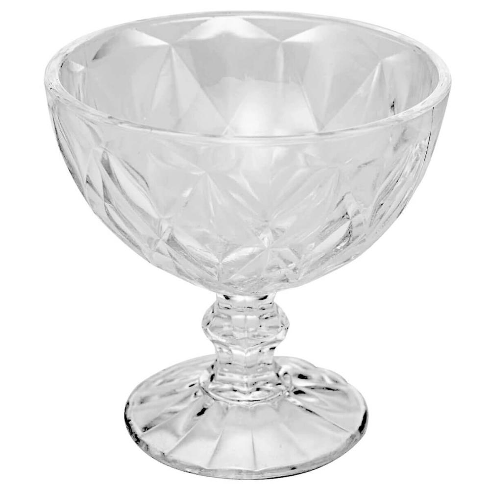 Jogo 12 Taças Diamond Lyor Sobremesa 250ml Vidro Transparente Tigela Pote Doces
