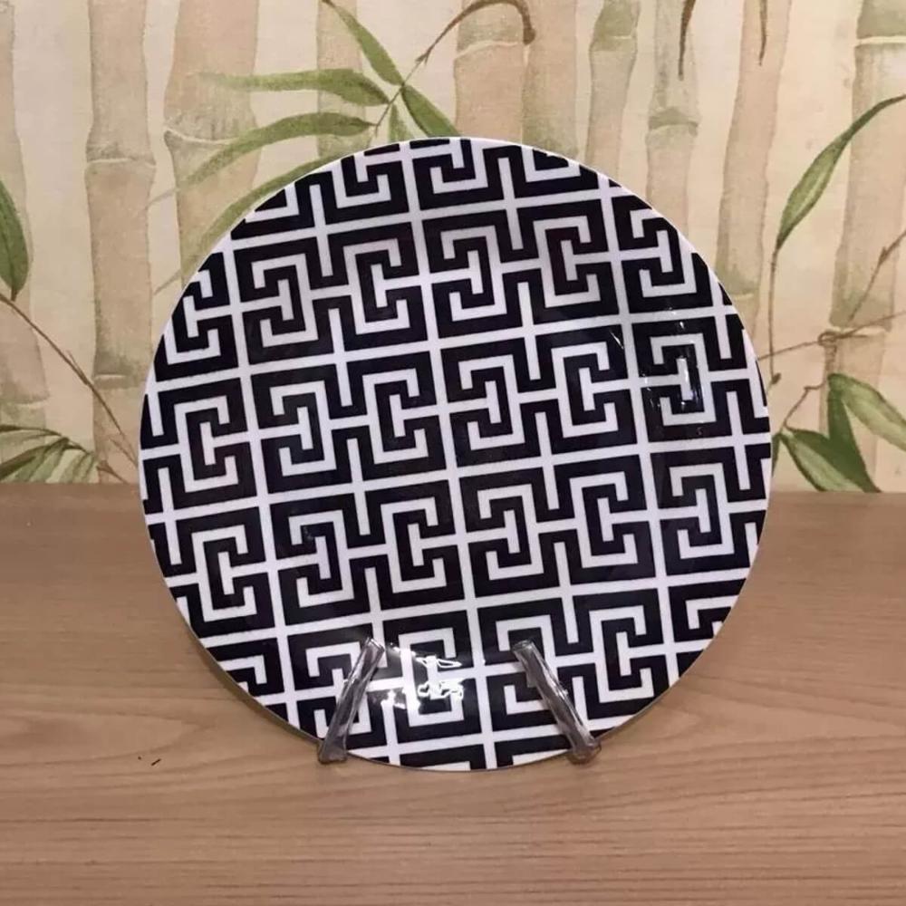 Jogo 24 Pratos Sobremesa Rasos Egypt Porcelana 19,5cm Lyor Decorado Mesa Posta
