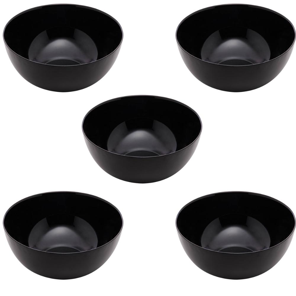 Jogo 5 Bowl De Vidro 1,8l Tigela Cumbuca Lyor Saladeira Diwali Black Opalino 21cm