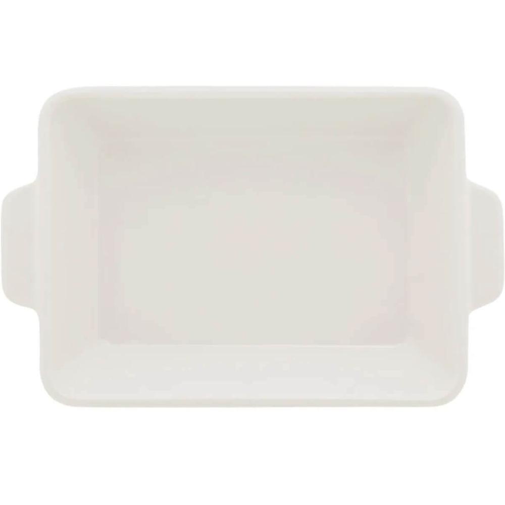 Jogo 5 Refratários Porcelana Alça 34x21x5cm Lyor Travessa para Servir Lasanha Basic Branco