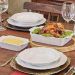 Jogo 5 Refratários Porcelana Alça 34x21x5cm Lyor Travessa para Servir Lasanha Basic Branco