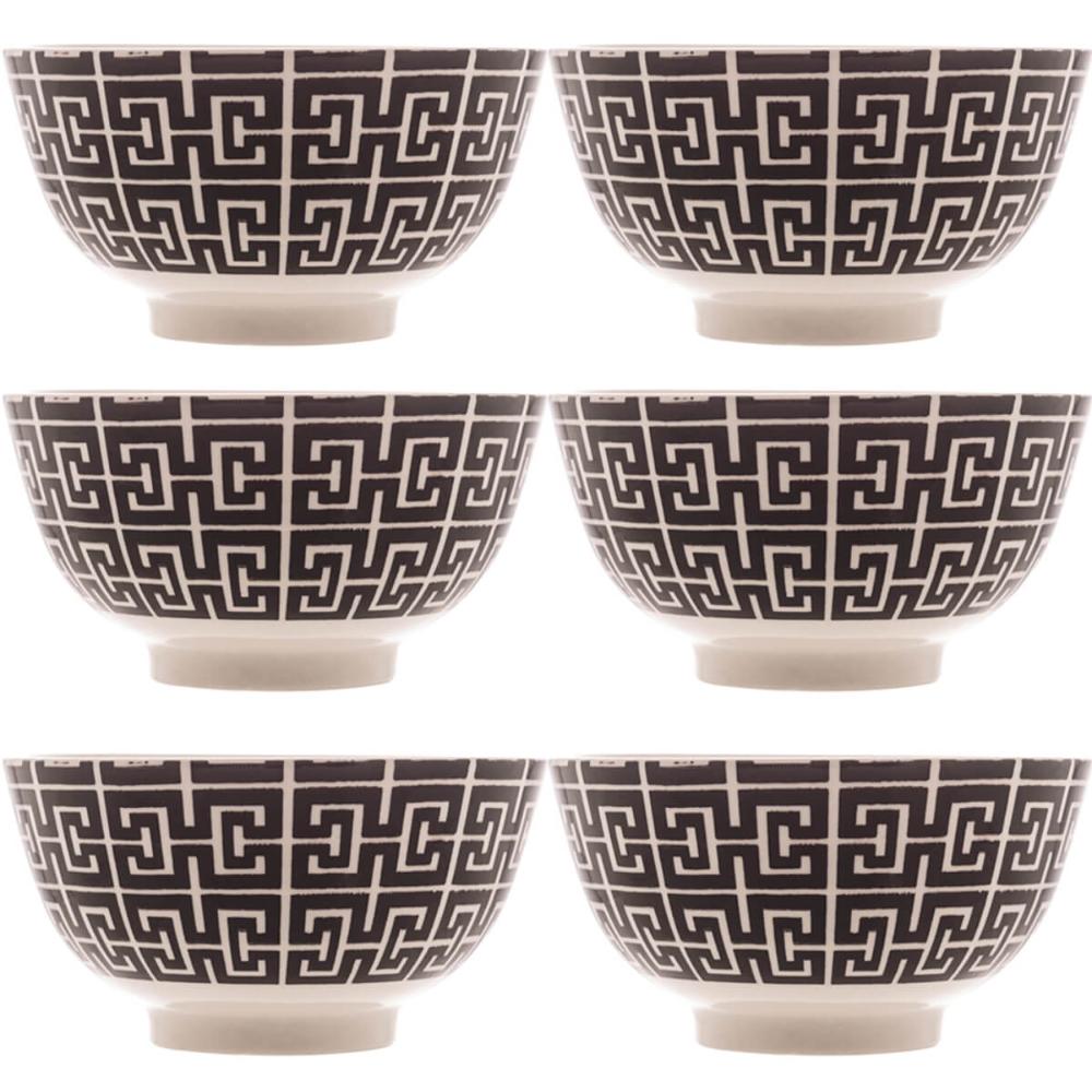 Jogo 6 Cumbucas de Porcelana Lyor 410ml Egypt Bowls Decorado