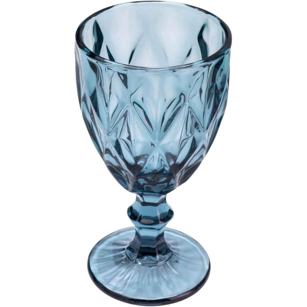 Jogo 6 Taças Vidro Diamond Azul 325ml Água Suco Refrigerante Coquetéis Lyor
