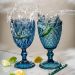 Jogo 6 Taças Vidro Diamond Azul 325ml Água Suco Refrigerante Coquetéis Lyor