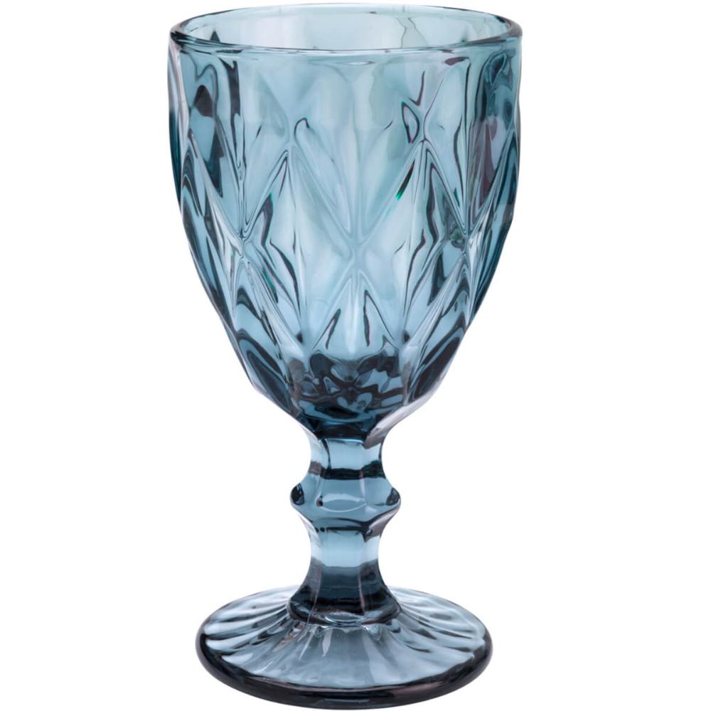 Jogo 6 Taças Vidro Diamond Azul 325ml Água Suco Refrigerante Coquetéis Lyor