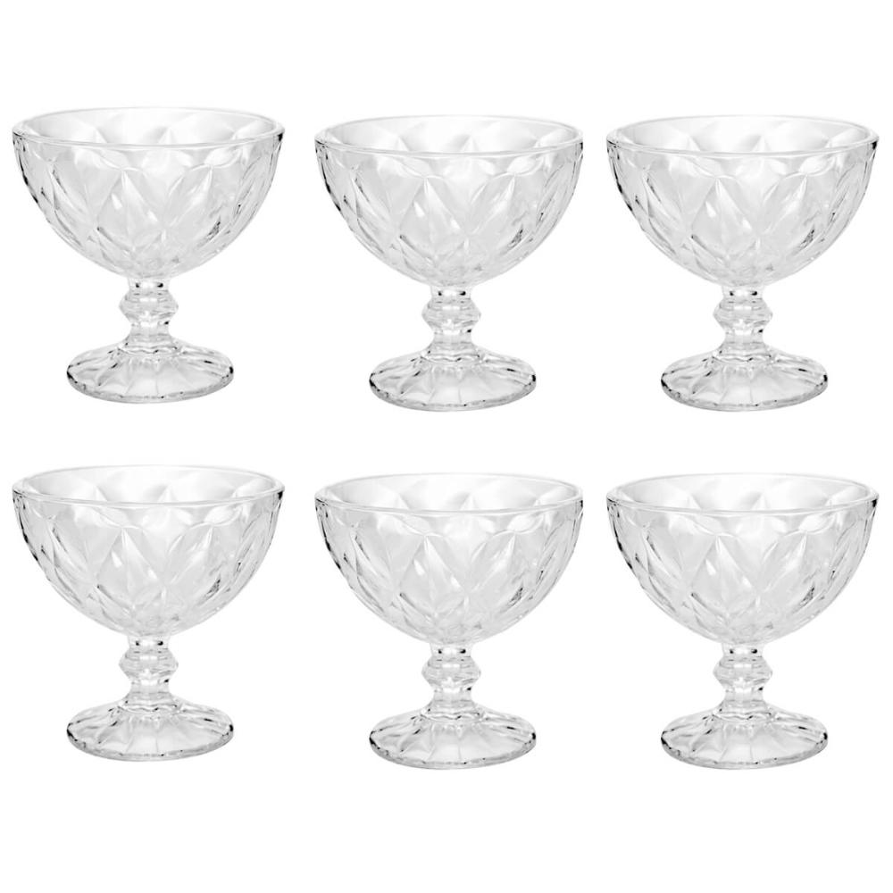 Jogo de 6 Taças Diamond Lyor para Sobremesa 250ml Transparen
