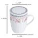 Jogo de Caneca Porcelana para Chá 310ml com Tampas e Infusor Inox 6 Peças Lyor Rosa