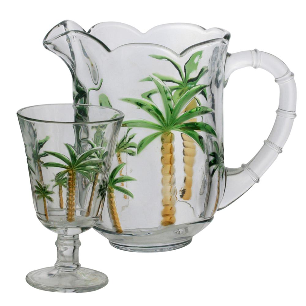 Jogo de Jarra de Cristal 1,3L com Taças 240ml Coqueiro Lyor